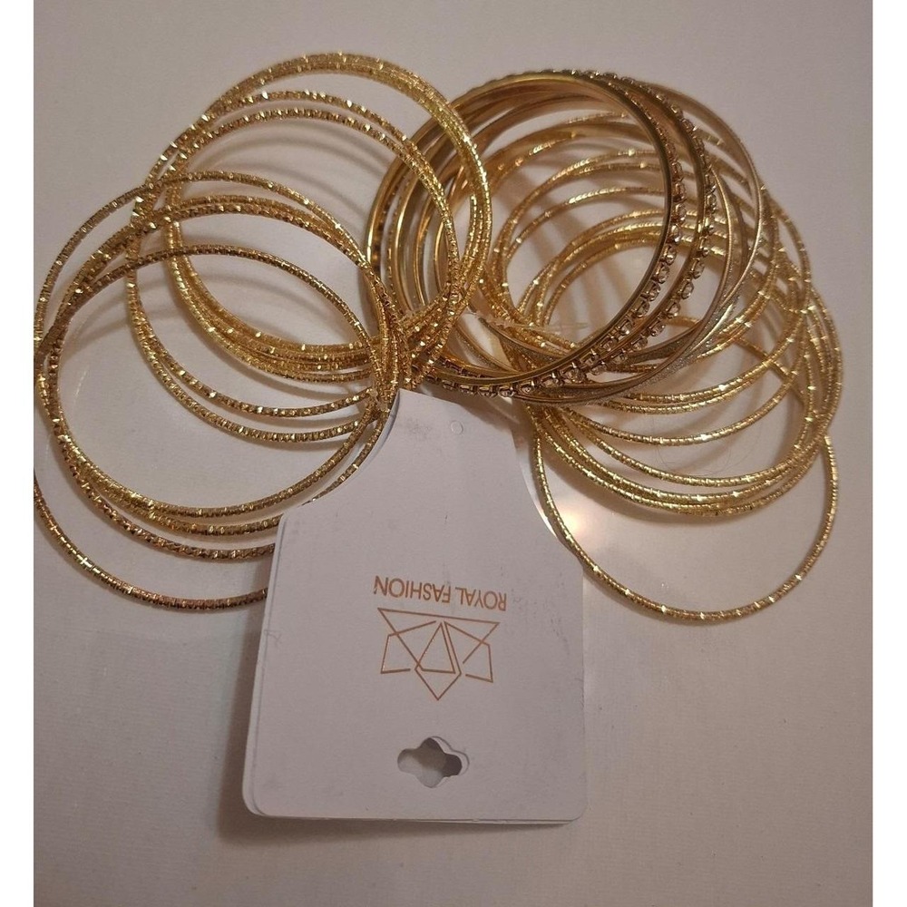 Gold plated 25 bangle bracelets